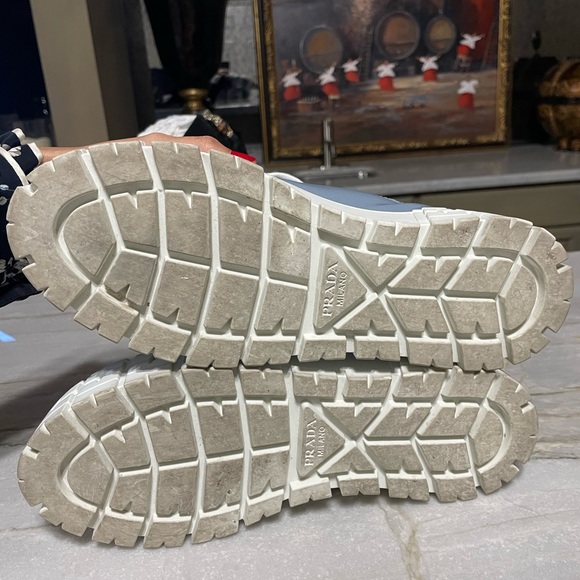 PRADA NYLON PLATFORM SNEAKERS 39 POWDER BLUE - Picture 4 of 8